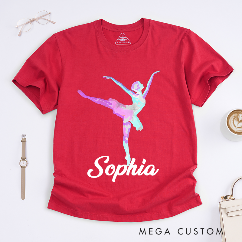 Personalized Ballet Dancer T-Shirts Custom Name Gift Artistic Dance Classic Tee for Dancers Present Unique Ballerina Design