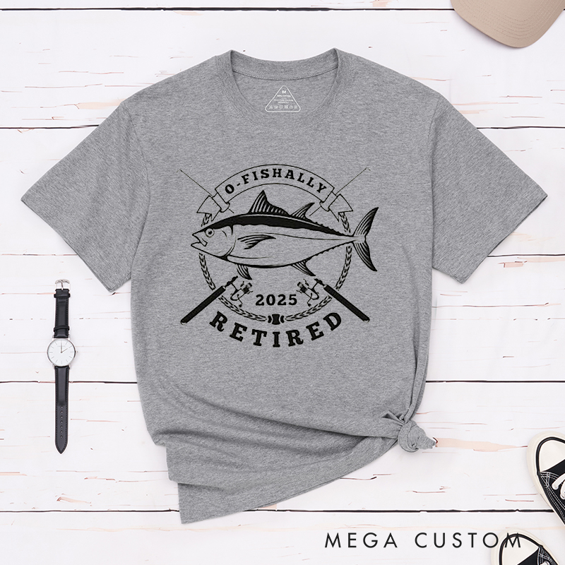 Personalized Fishing O-Fishally Retired T-Shirt Great Retirement Gift for Fishing Lover Dad Grandpa
