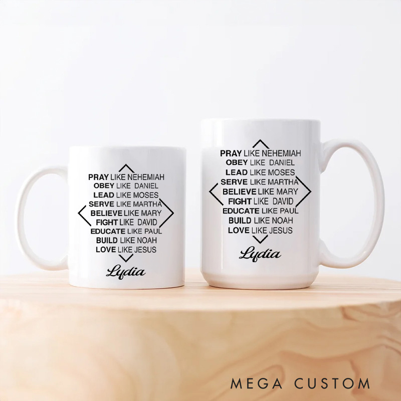 Personalized Pray Like Nehemiah Obey Like Daniel Ceramic Mug with Name Christian Coffee Mug Religious Gift Christian Gift