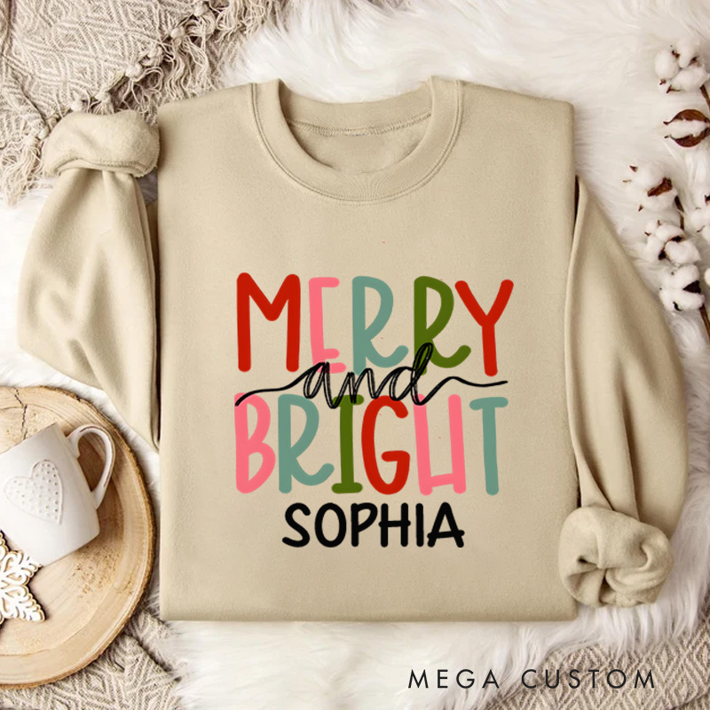Personalized Merry and Bright Sweatshirt Merry Christmas Sweatshirt