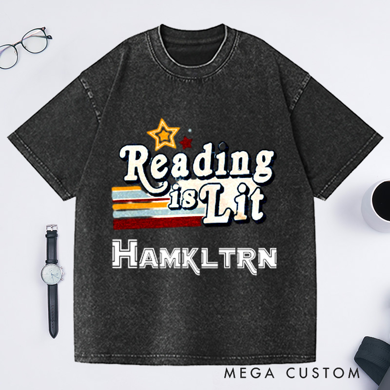 Personalized Reading Is Lit Washed T-Shirts Bookworm Literary Shirt Reading Shirts for Teachers Bookish Gifts English Teacher Shirt 