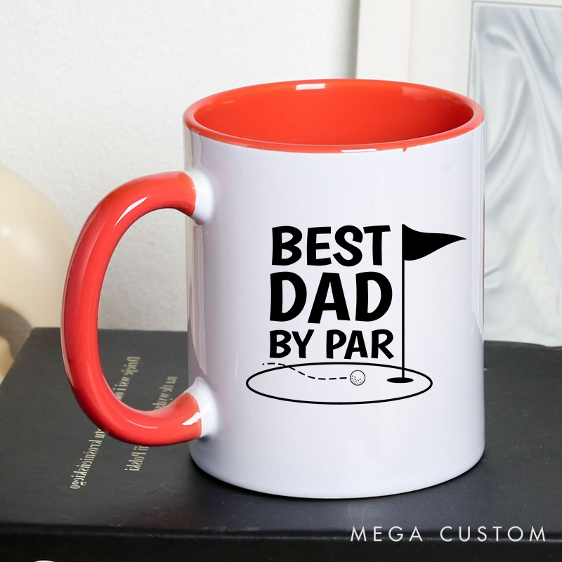 Personalized Golf Mug with Customizable Title Thoughtful Gift for Golf Enthusiasts Durable Ceramic Mug with Two Tone Handle and Stylish Golf Design