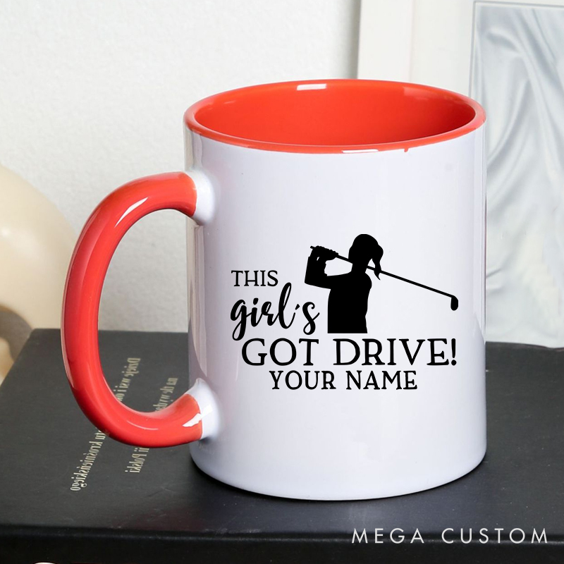 Personalized Golf Mug with Custom Name This Girl’s Got Drive Inspirational Golf Design for Women Golf Enthusiasts