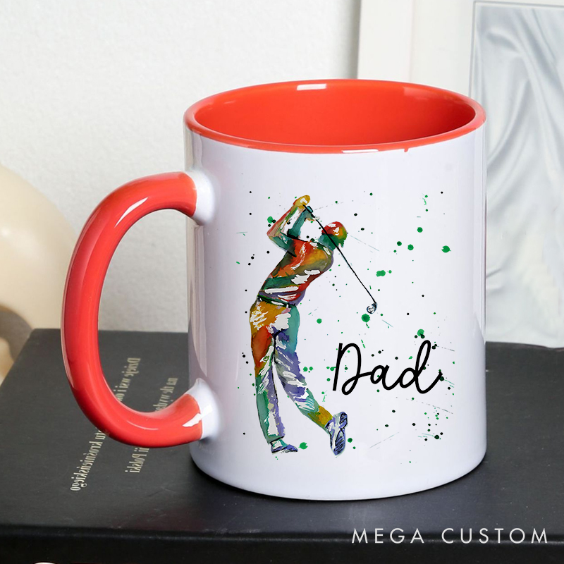 Personalized Golf Mug with Customizable Title Durable Ceramic and Two Tone Handle Perfect Gift for Golf Enthusiasts