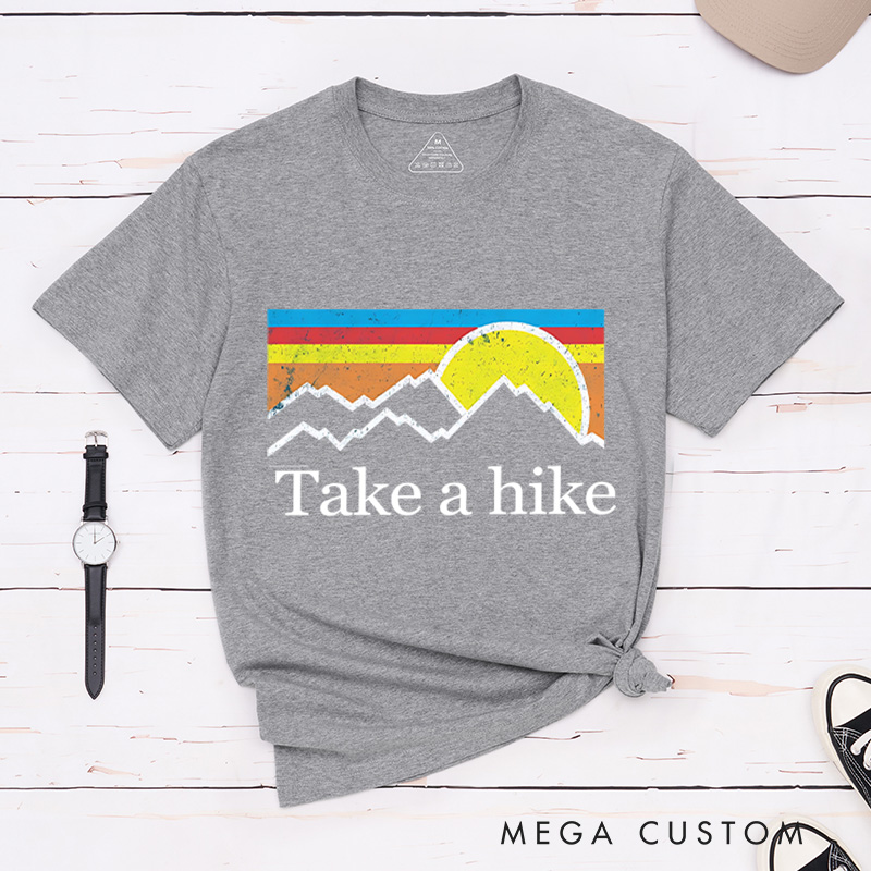 Personalized Take a Hike Adventur T-Shirt  Sunset Mountain Hiking Camping Nature Lover Shirt Gift for Travel Friend