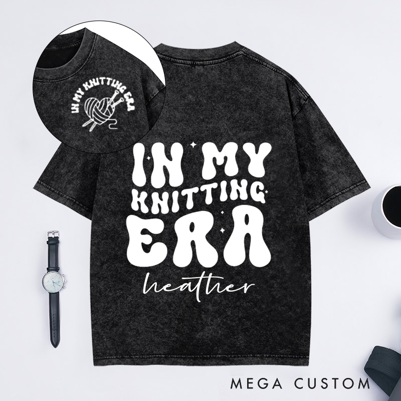 Personalized In My Knitting Era Washed T-Shirts Knitting Shirt Cute Knitting T-Shirt Knitting Gift Love to Knit Knitting Lover Shirt Knitter Tee