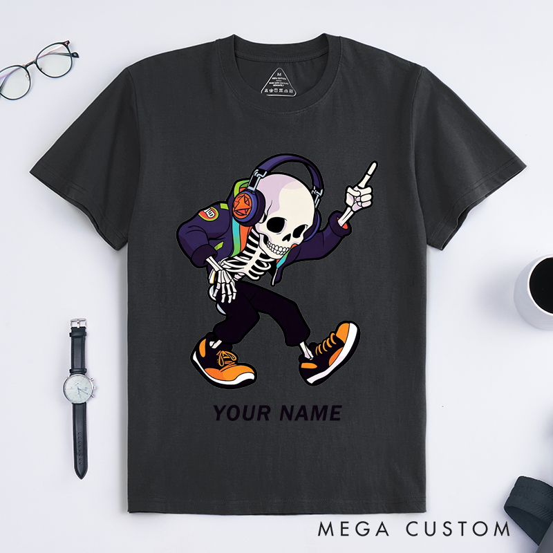 Personalized Skeleton Dancing T-Shirts Cool Hip Hop Street Style Custom Name Gift for Dance Lovers Unique Dance Outfit for Men Teen Boys