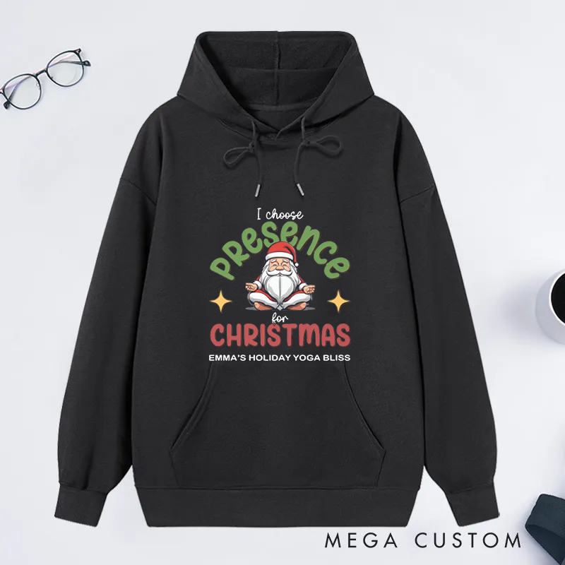 Personalized Christmas Classic Hoodie with Santa Yoga Design Custom Name Gift Idea for Yoga Lover