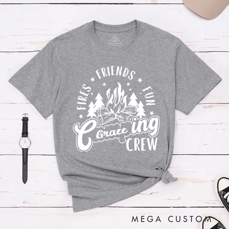 Personalized Fires Friends Fun T-Shirt Camping Hiking Travel Adventurers Shirt Gift for Outdoor Lover