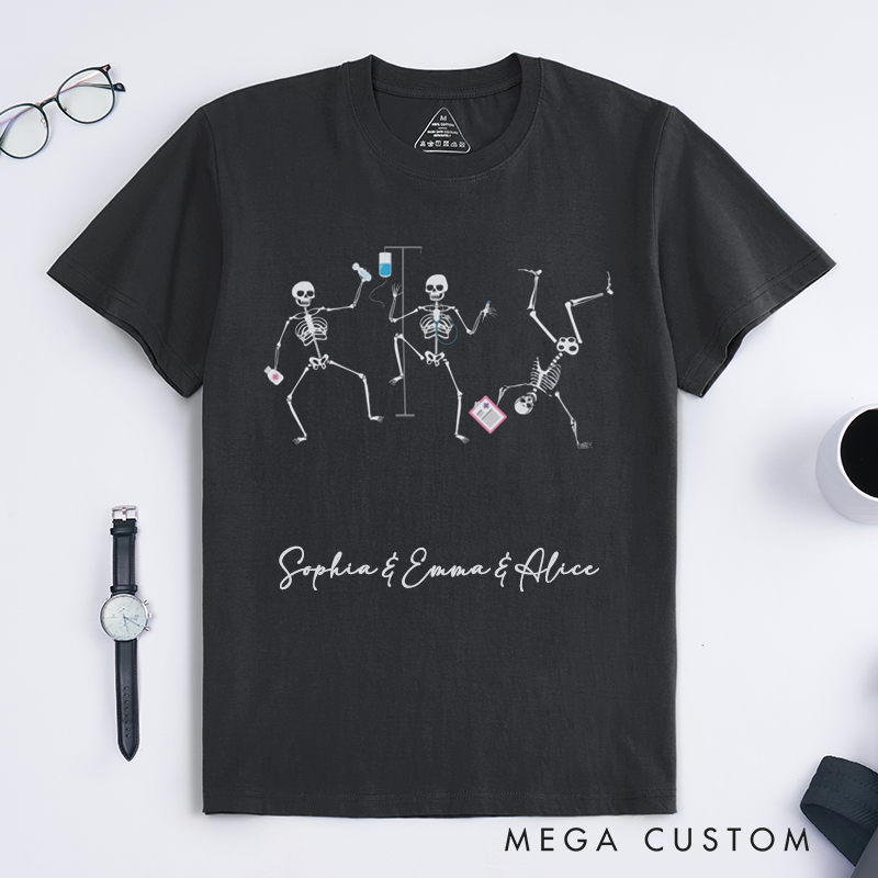 Personalized Skeleton Doctor Dance T-Shirts Custom Name Gift for Dance Lover Present for Friends and Family
