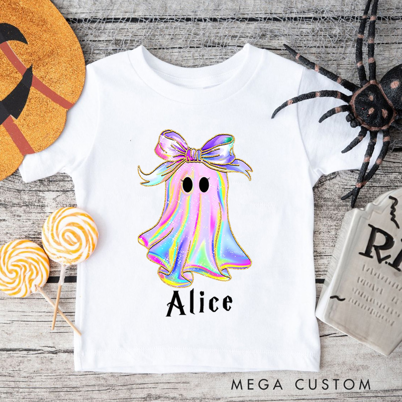 Personalized Halloween Girls Ghost T-Shirt Cute Toddler Halloween T-Shirt Boo Girls T-Shirt