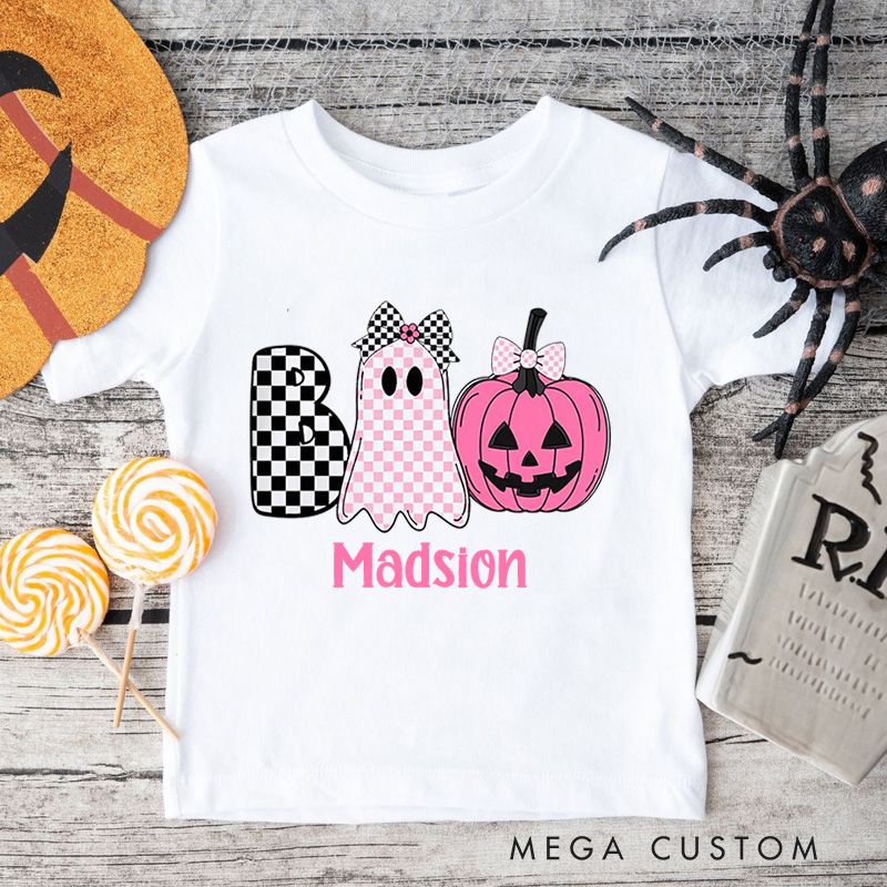 Personalized Halloween Girls T-Shirt Boo Toddler Kids T-Shirt Funny Halloween Gift