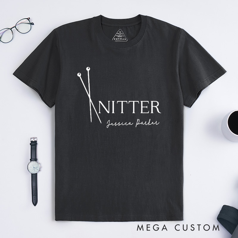 Personalized Knitter Needles Classic T-Shirts Knitting Shirt Knit T-Shirt Yarn Lover Graphic Tee