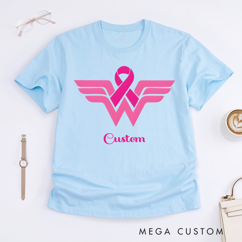 Personalized Breast Cancer Awareness Pink Ribbon T-Shirt Cancer Survivor Gift