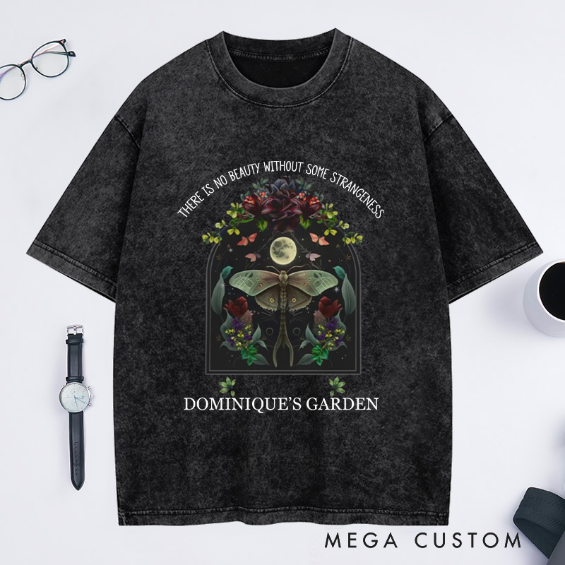Personalized There is No Beauty without Some Strangeness Washed T-Shirts Dark Academia Bookish Gift Night Garden Literary Quote Shirt Bookish Tee