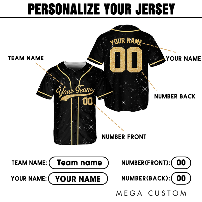 Personalized Glitter Baseball Jersey with Custom Team Name and Number  