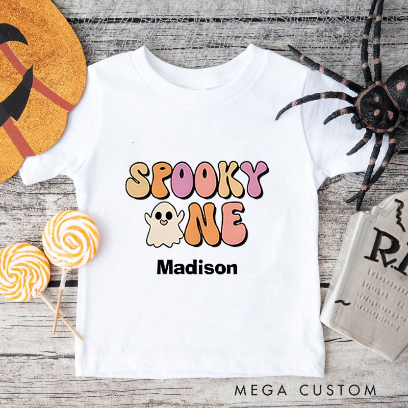 Personalized Spooky One Halloween Shirt for Kids Perfect for Celebrating First Halloween Memories and Seasonal Fun Kids T-Shirt