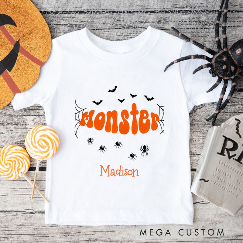 Personalized Monster Halloween Shirt for Kids Perfect for Fun and Spooky Outfits During Halloween Celebrations Kids T-Shirt
