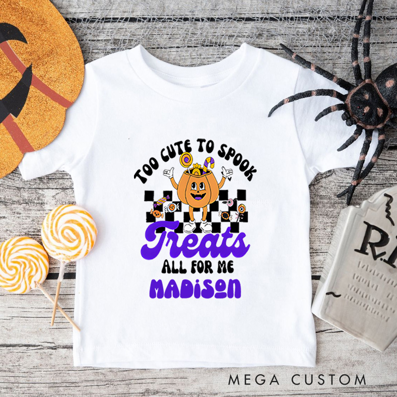 Personalized Too Cute to Spook Halloween Shirt for Kids Perfect for Creating a Delightful and Festive Look for Halloween Kids T-Shirt