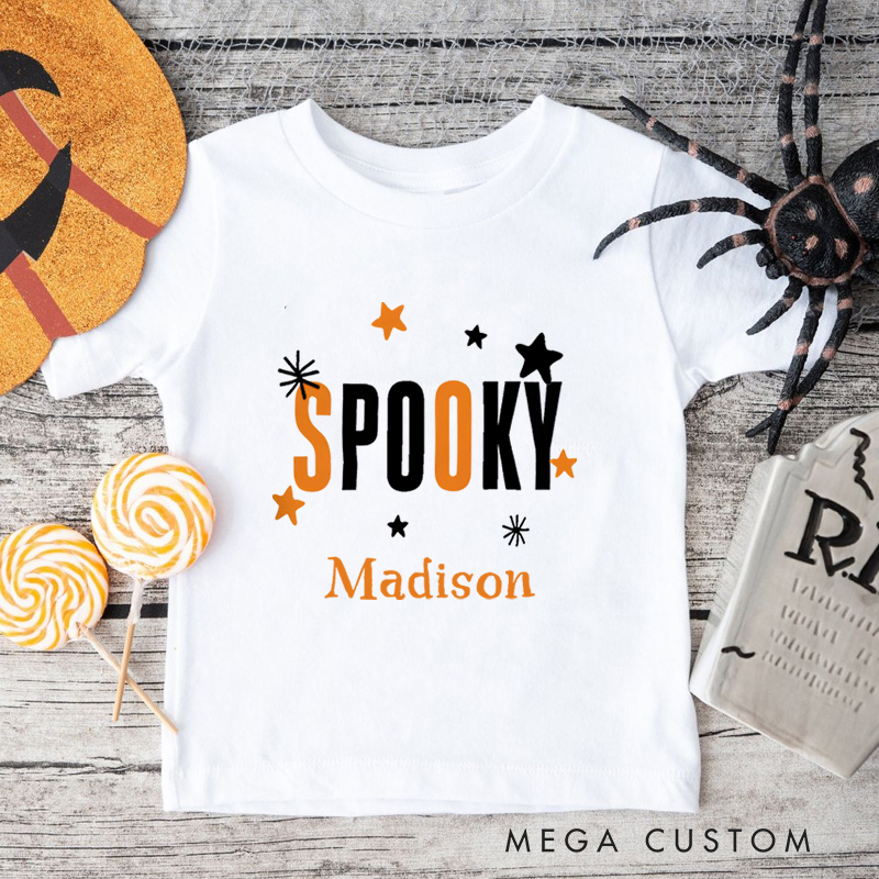 Personalized Spooky Halloween Shirt for Kids Great for Adding a Stylish and Festive Touch to Outfits During Halloween Kids T-Shirt