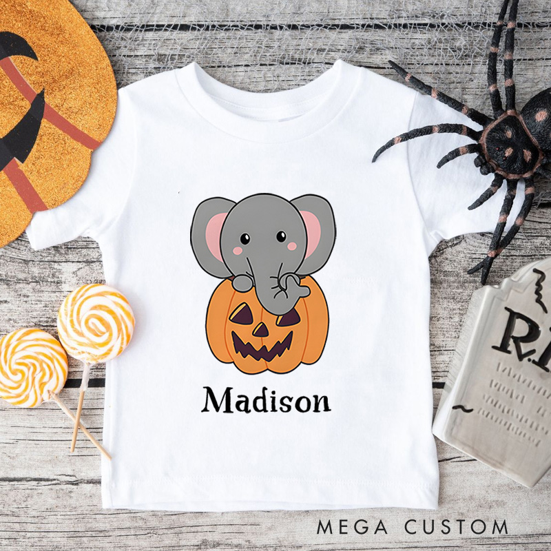 Personalized Adorable Halloween Elephant Shirt for Kids Perfect for Fun and Festive Celebrations During Halloween Kids T-Shirt
