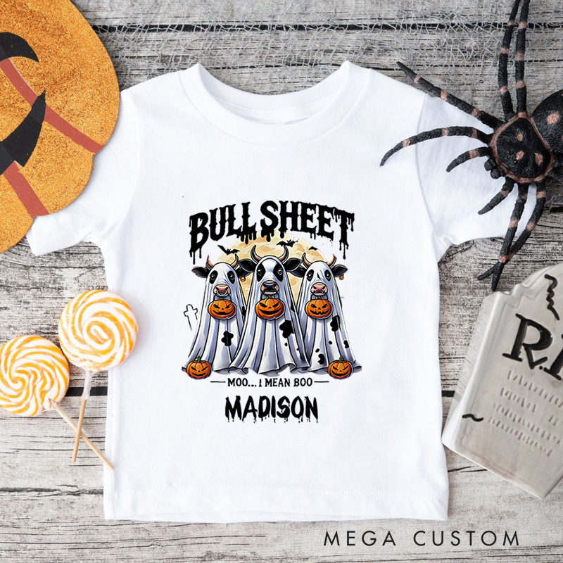Personalized Bullsheet Halloween Shirt for Kids Perfect for Adding Humor and Festive Fun to Trick or Treating Outfits Kids T-Shirt