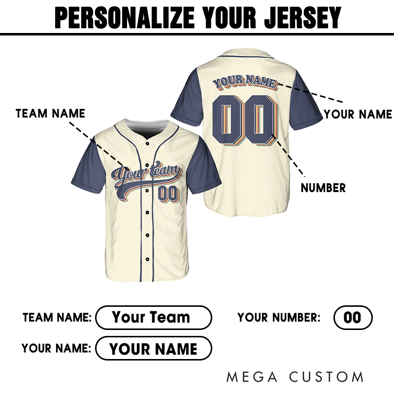Personalized Two-Tone Baseball Jersey with Retro Style and Custom Details  