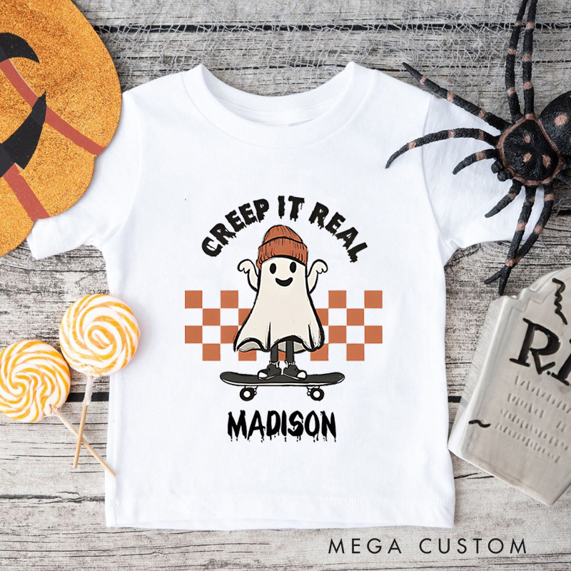 Personalized Creep It Real Halloween Shirt for Kids Perfect for Adding Fun and Festive Vibes During Halloween Kids T-Shirt