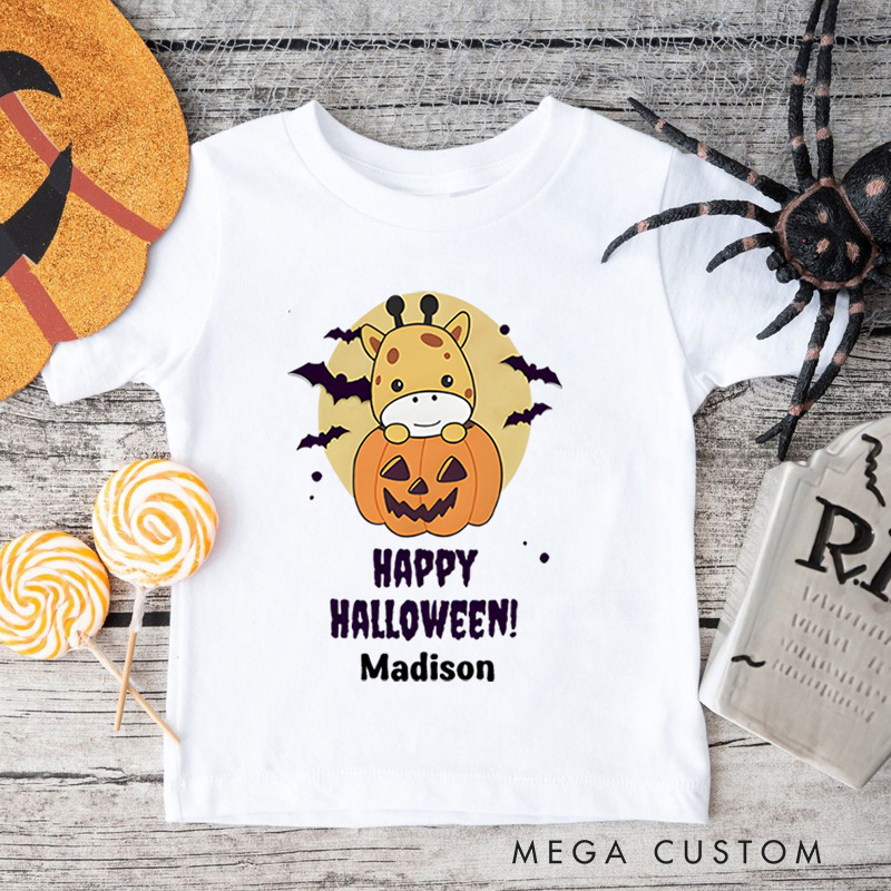 Personalized Happy Halloween Shirt for Kids Perfect for Adding Cheerful and Festive Vibes to Halloween Celebrations Kids T-Shirt