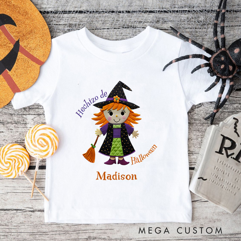 Personalized Little Halloween Witch Shirt for Kids Perfect for Adding a Magical and Festive Touch to Halloween Kids T-Shirt