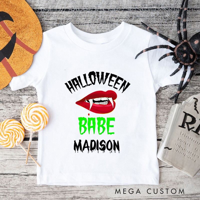 Personalized Halloween Babe Shirt for Kids Perfect for Adding a Stylish and Fun Touch to Halloween Celebrations Kids T-Shirt
