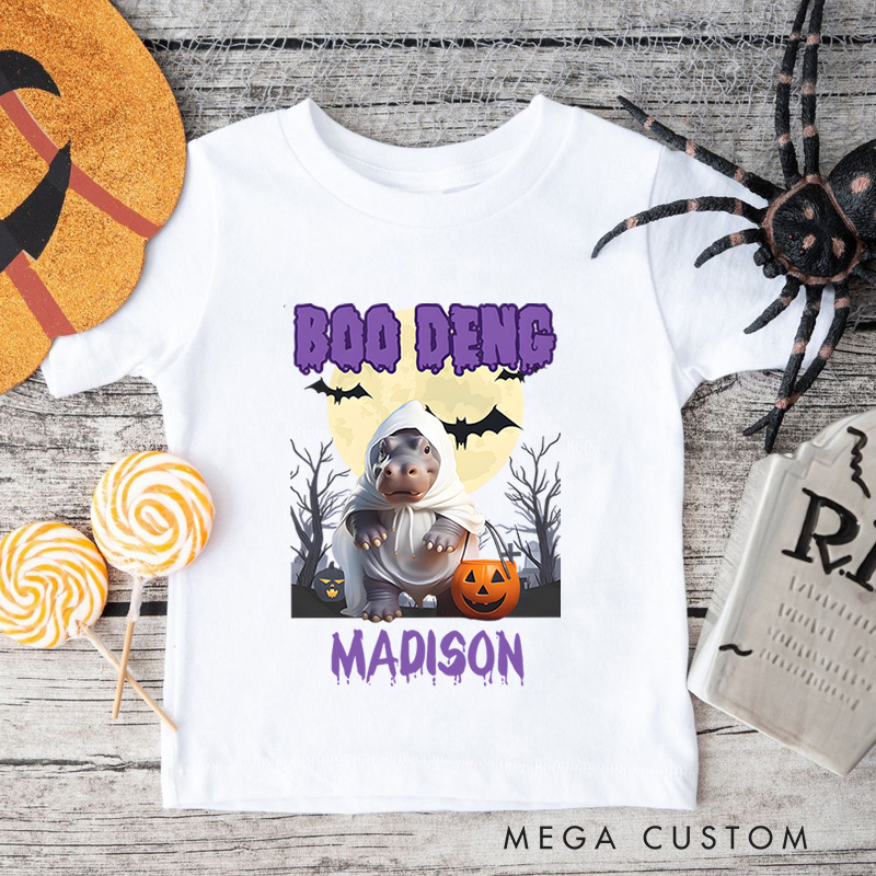 Personalized Boo Deng Halloween Shirt for Kids Perfect for Fun and Spooky Seasonal Celebrations During Halloween Kids T-Shirt