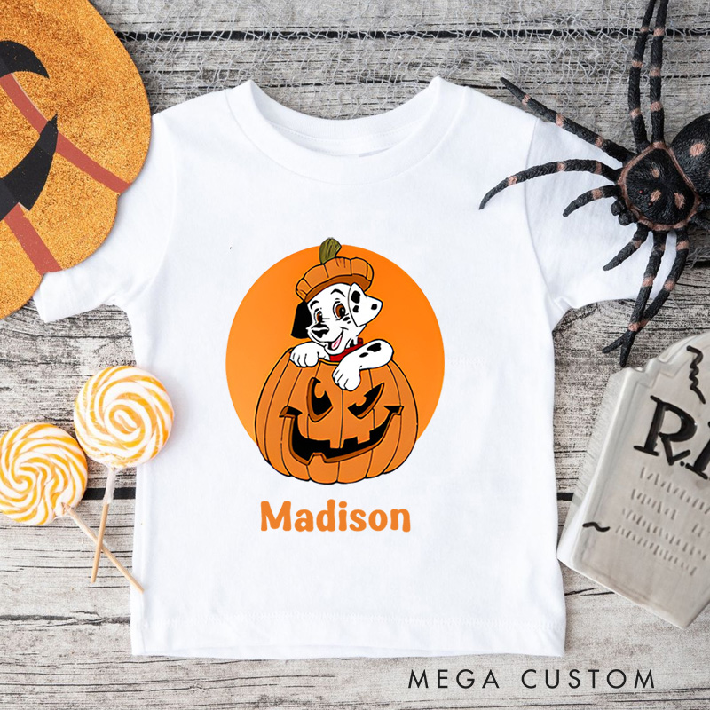 Personalized Ghost in a Pumpkin Halloween Shirt for Kids Perfect for Fun and Playful Celebrations During Halloween Kids T-Shirt
