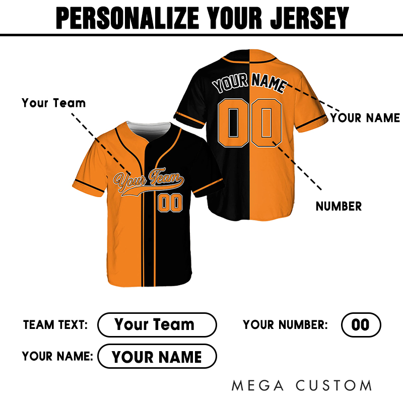 Personalized Two-Tone Baseball Jersey with Customizable Text and Number