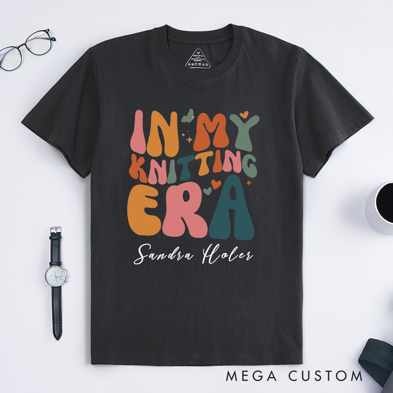 Personalized in My Knitting Era Classic T-Shirts Knitter Era Tee Retro Knitting Lover Shirt Crafter Mom Shirts