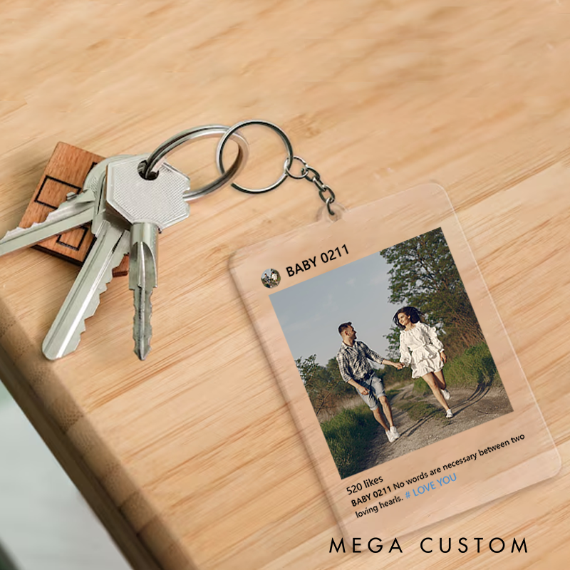 Personalized Keychain and Your Photo and Your Song and Uniquely Yours and Personalized Scannable Music Keychain