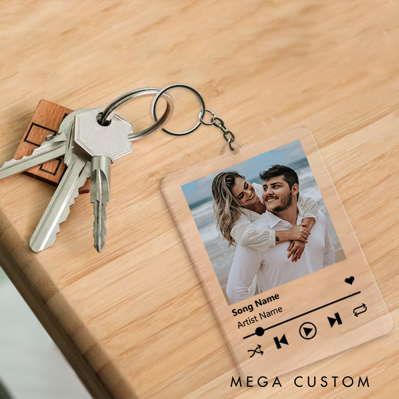 Personalized Photo Keychain and Custom Song Plaque Keychain and Music Acrylic Plaque