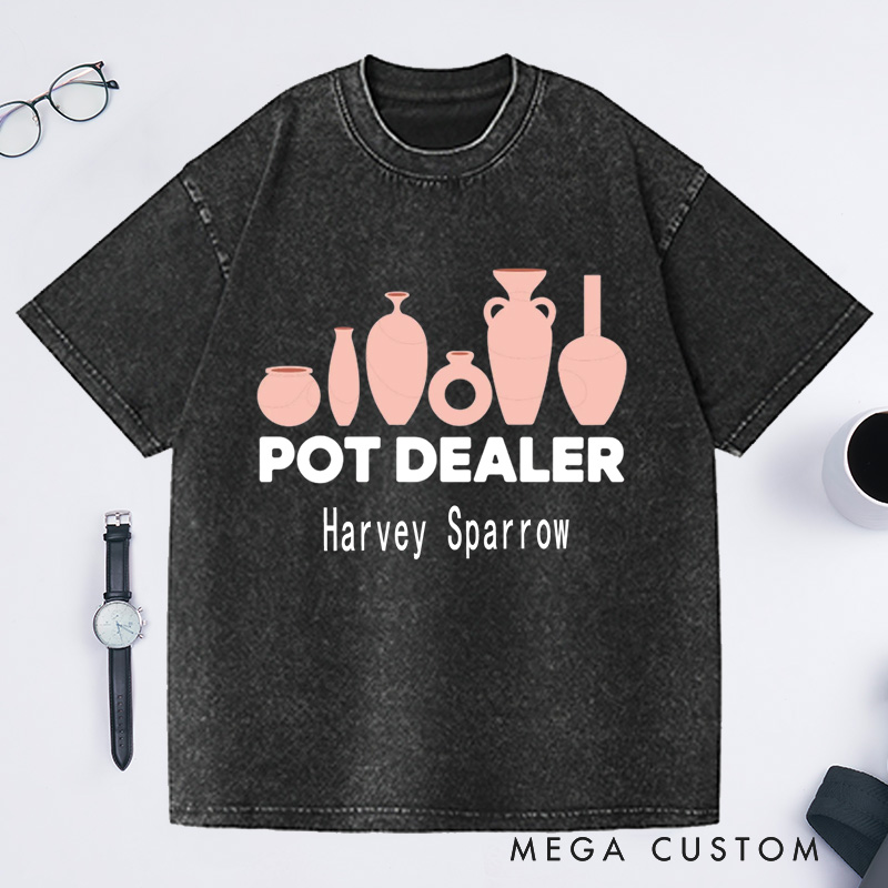 Personalized Pot Dealer Washed T-Shirts Pottery Lover Gift Potters Gifts Clay Tshirt Custom Tee