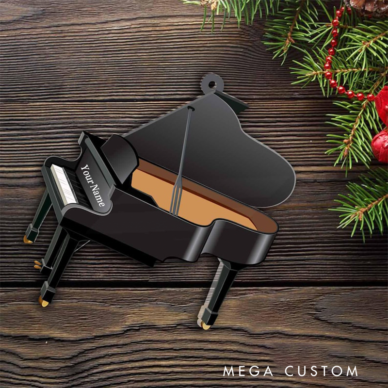 Personalized Black Piano Christmas Ornament and Grand Piano Ornaments and Piano Lovers Ornament Gift