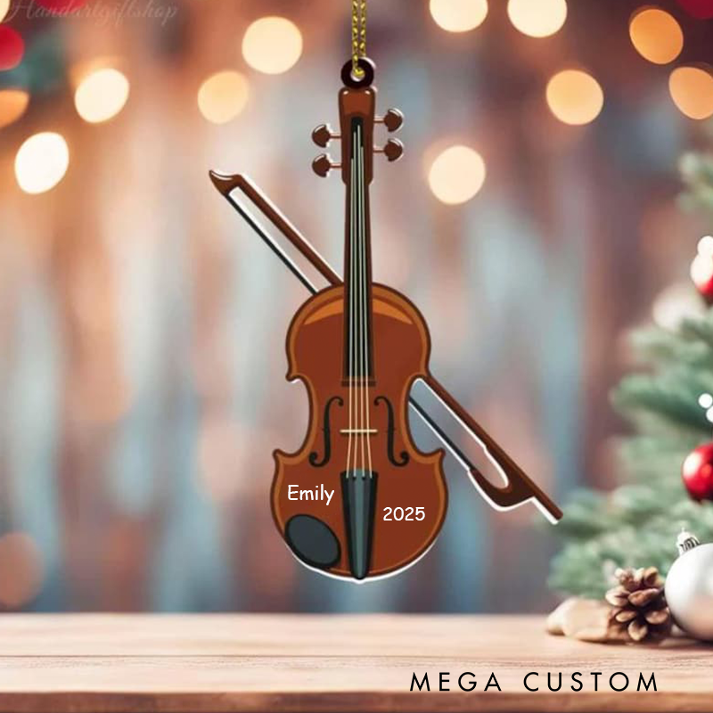Personalized Acoustic Guitar Ornament and Guitar Christmas Tree Decoration and Christmas Gift for Guitarist and Guitar Player Gift