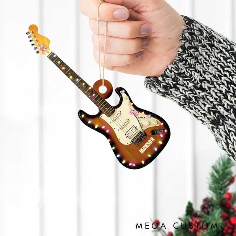 Personalized Guitar Ornament and Guitar Christmas Ornament and Guitar Xmas Decor and Christmas Gift for Music Lovers