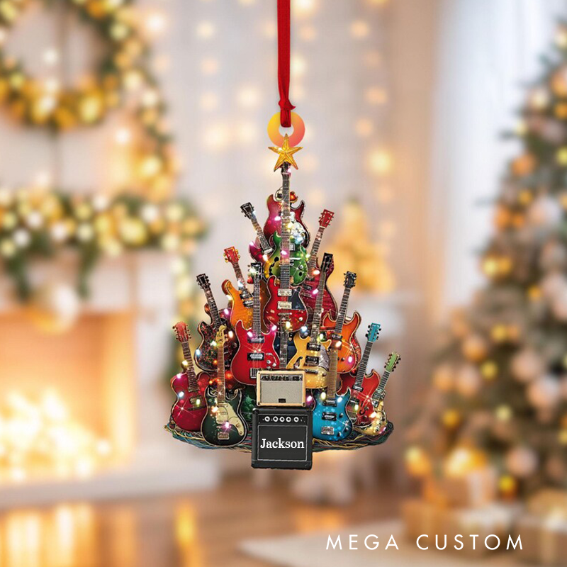 Personalized Electric Guitar Ornament and Guitar Christmas Ornament and Guitar Xmas Decor and Christmas Gift for Music Lovers and Guitar Players