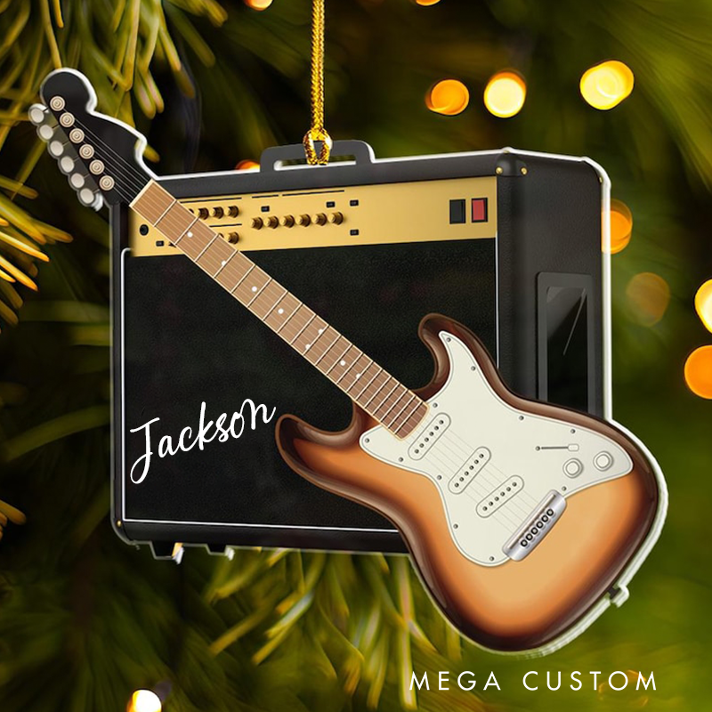 Personalized Guitar Christmas Ornament and Personalized Guitar Ornament and Guitar Lover Gifts and Guitar Ornament and Gift for Guitar Players