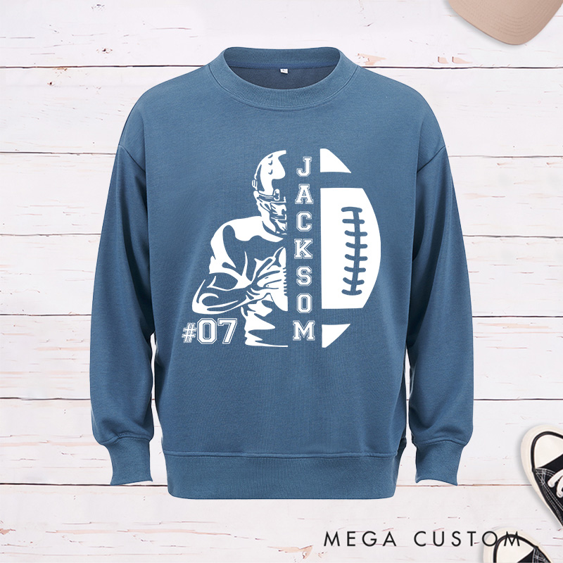 Personalized American Football Sweatshirt with Custom Name and Number for Game Day