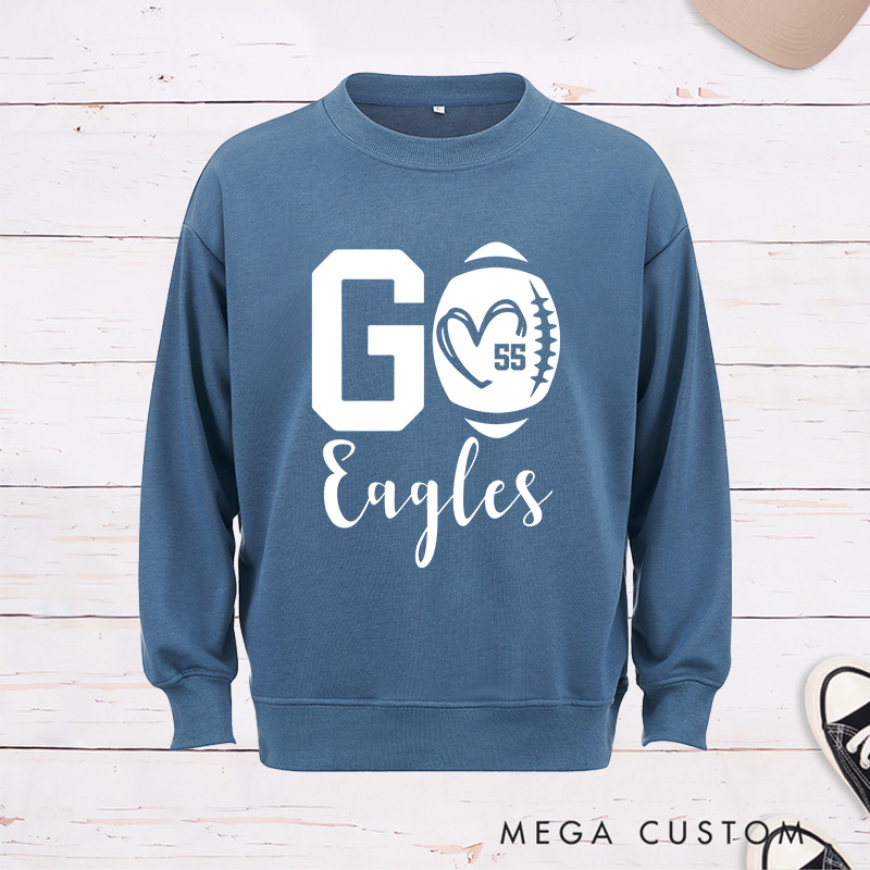 Personalized American Football Sweatshirt with Custom Team Name and Number for Game Day 