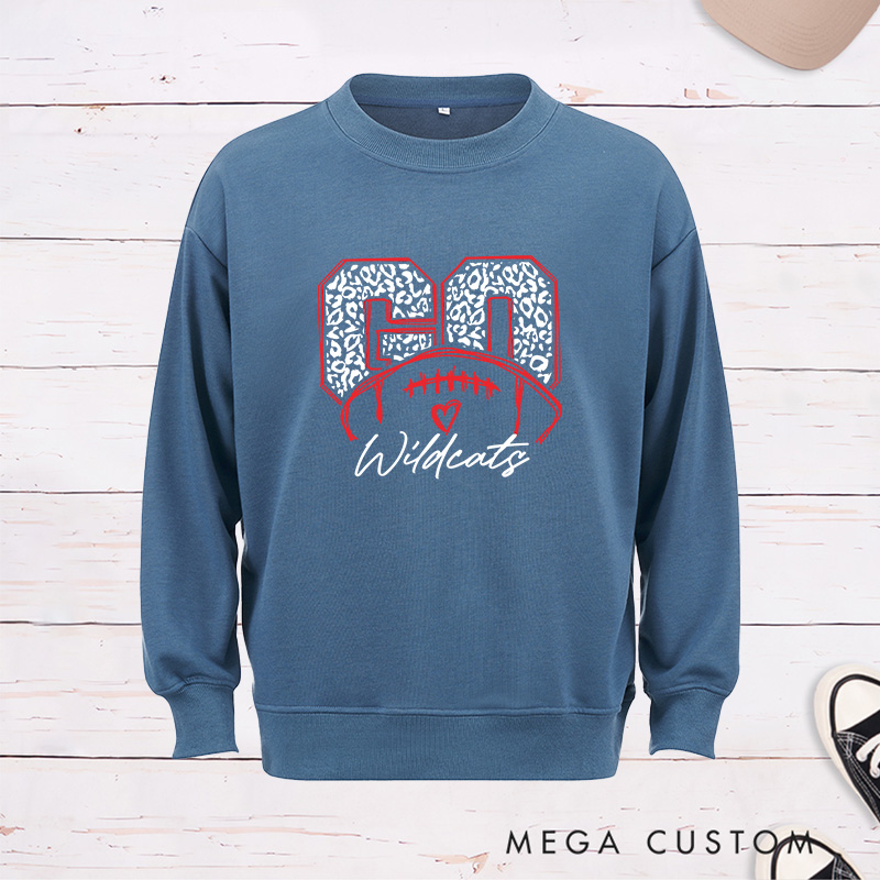 Personalized American Football Leopard Sweatshirt Featuring Custom Your Team Name on the Front