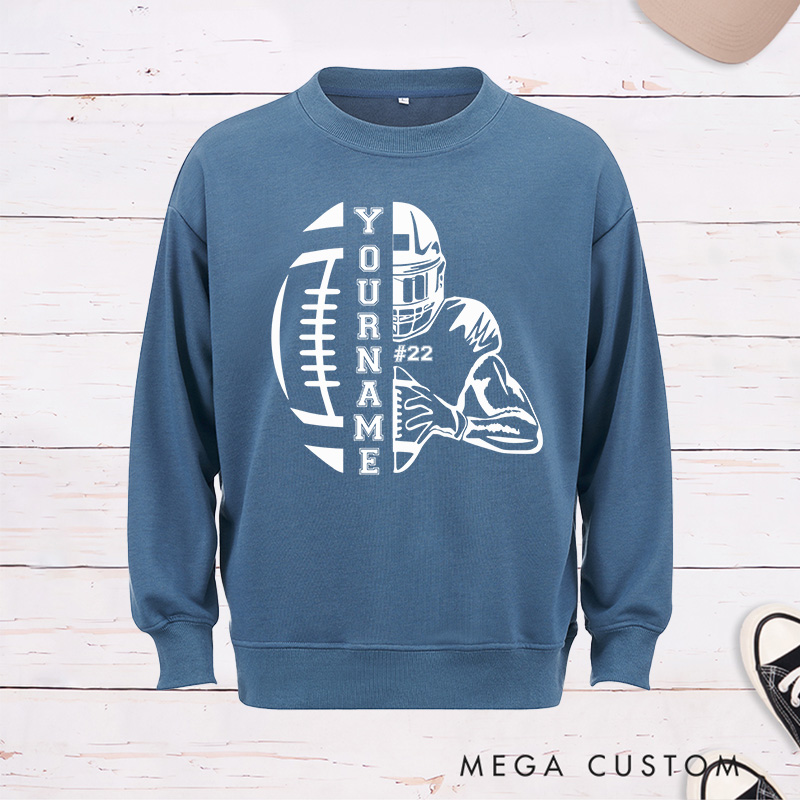 Personalized American Football Sweatshirt with Custom Player Name and Number