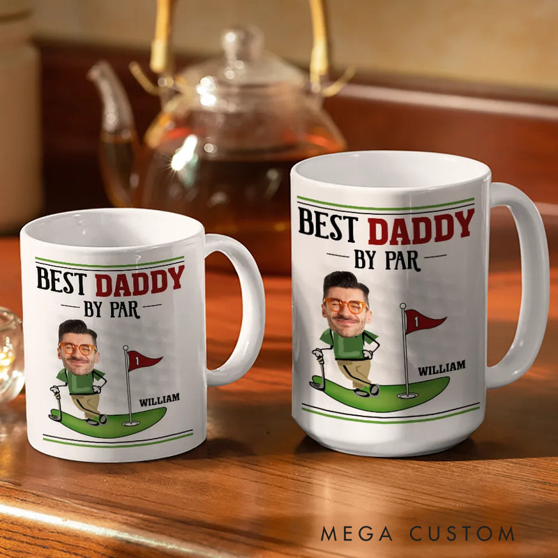 Personalized Golf Mug with "Best Dad by Par" Design and Custom Photo  