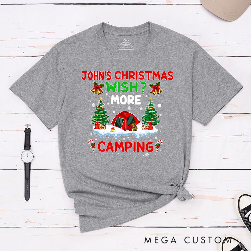 Personalized Christmas Wish T-Shirt Merry Christmas Camper Shirt Christmas Gift for Hiking Outdoors Lover
