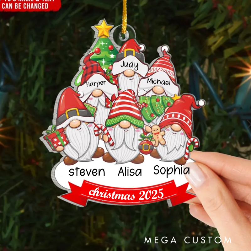 Personalized Gnomes Ornament Family Christmas Ornaments and Personalized Gnome Ornament for Christmas Tree Decor